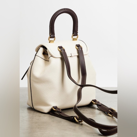 COACH Bag Riya 21 Backpack Chalk White Leather AUTHENTIC NWT-Broken Snap Closure - Picture 13 of 15
